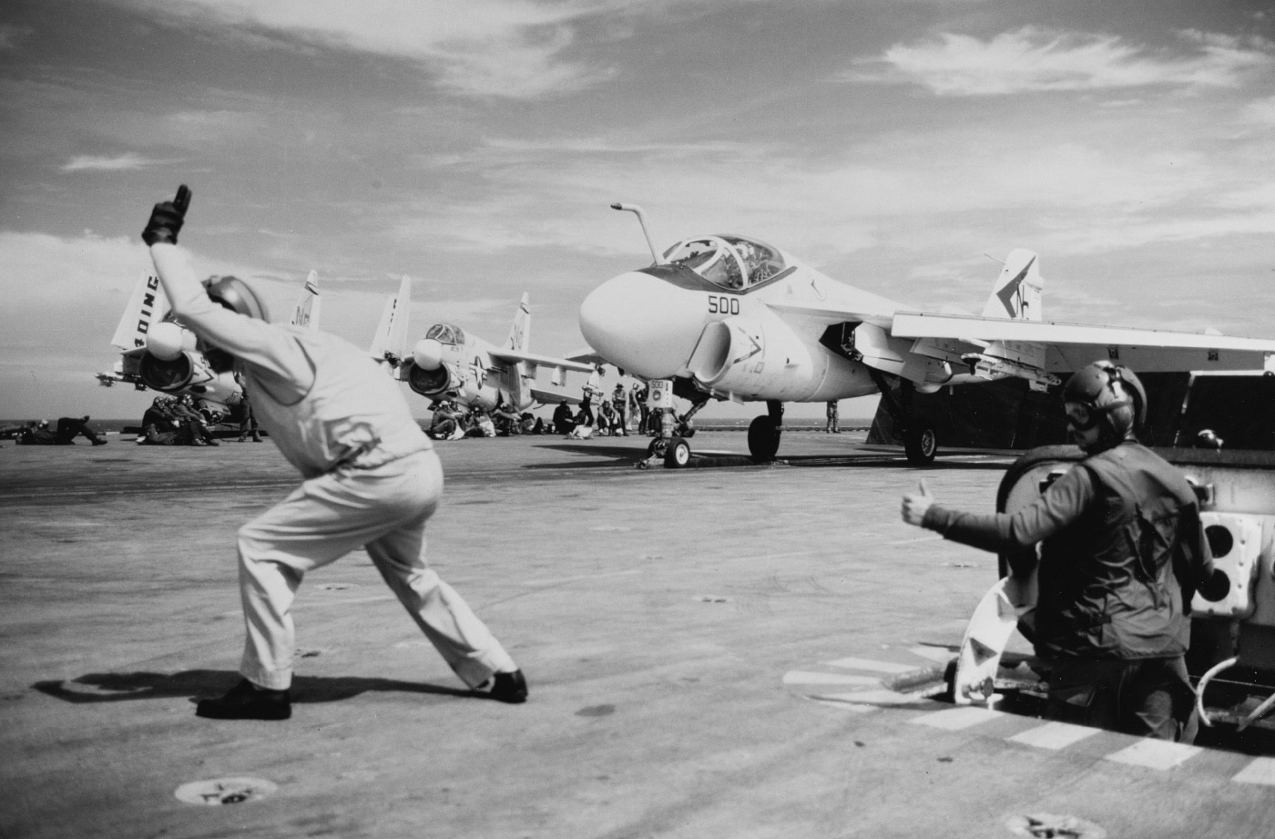 a-6 intruder launches from the uss america in 1970
