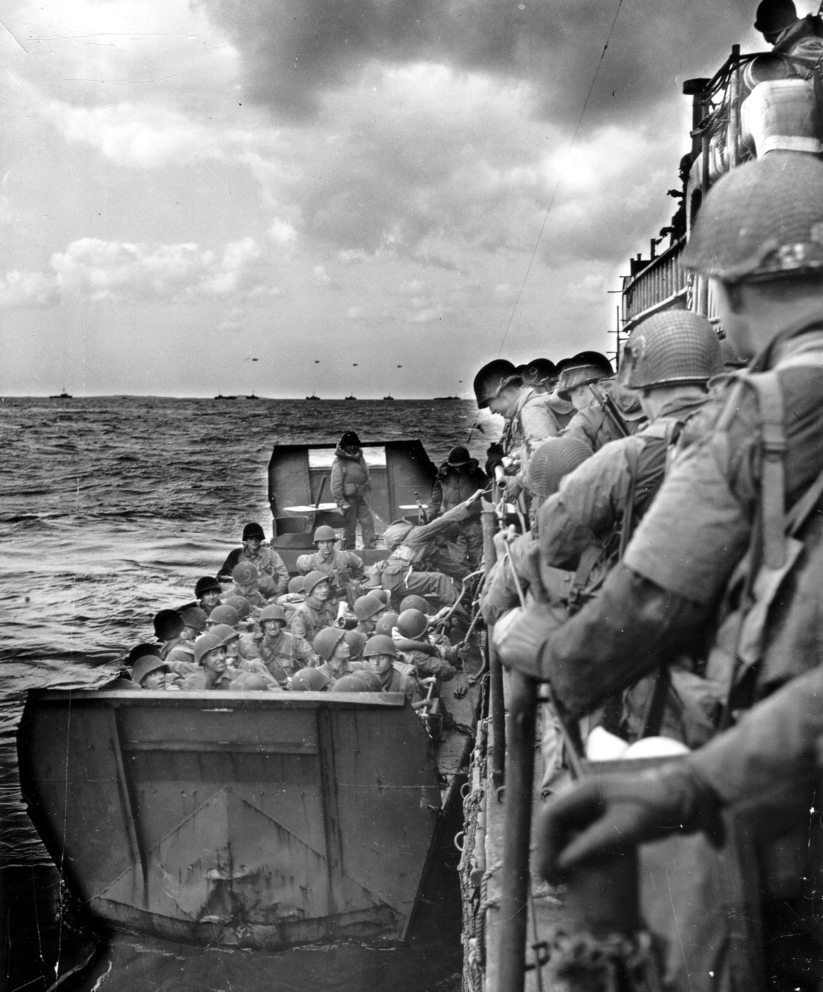 American troops boarding Higgins Boat on D-Day