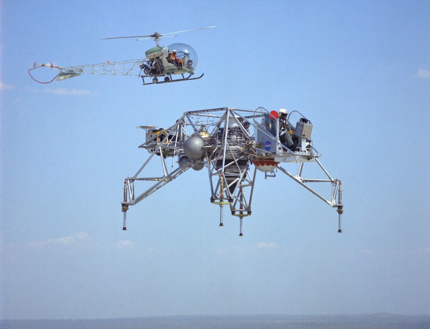 Bell H-13 NASA chase helicopter LLRV test flight