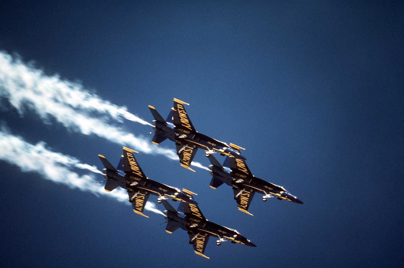 Blue Angels flying F-18 fighters during training in 1987