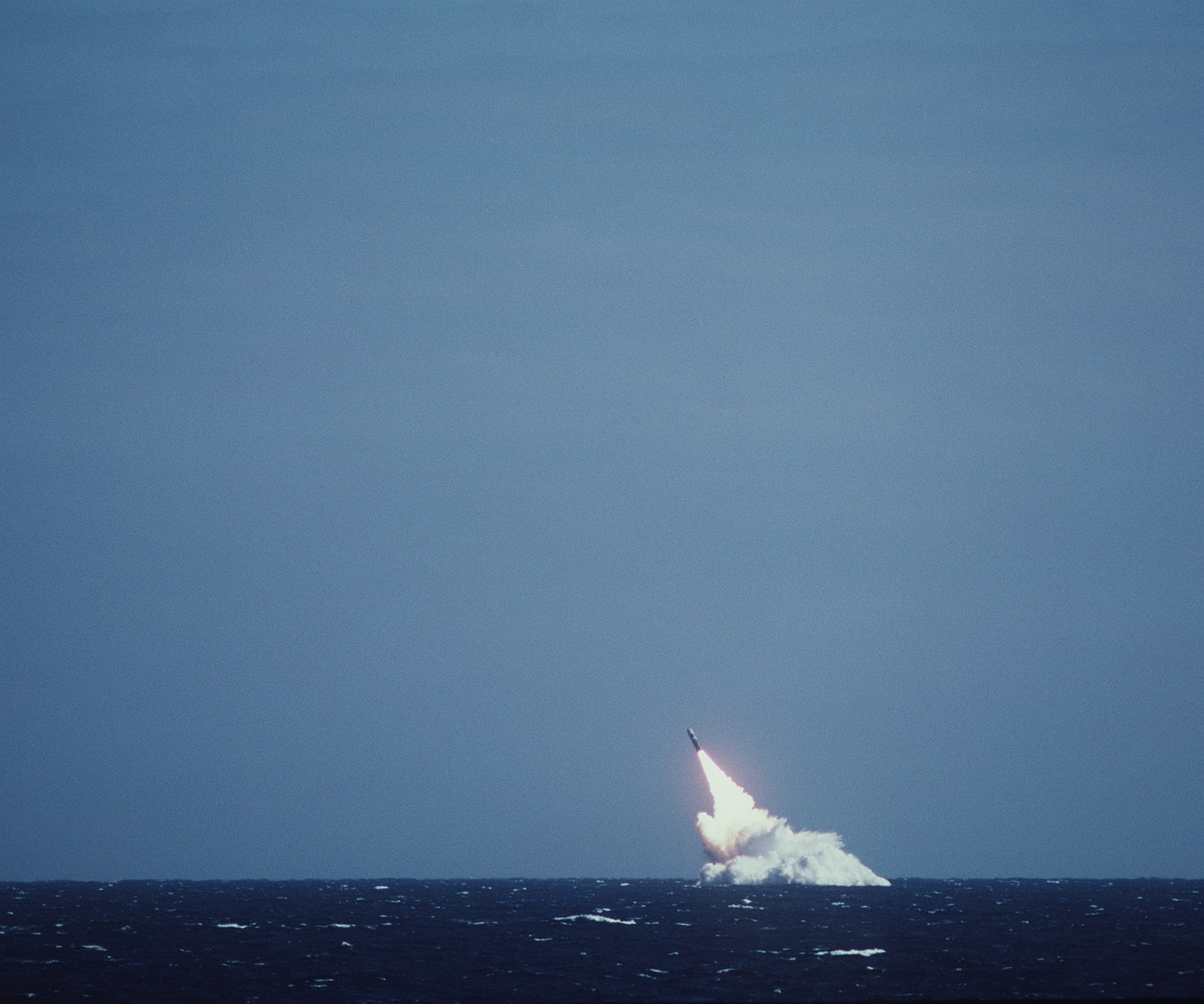 D-5 Trident II submarine launched nuclear missile launched from USS Tennessee near coast of Florida