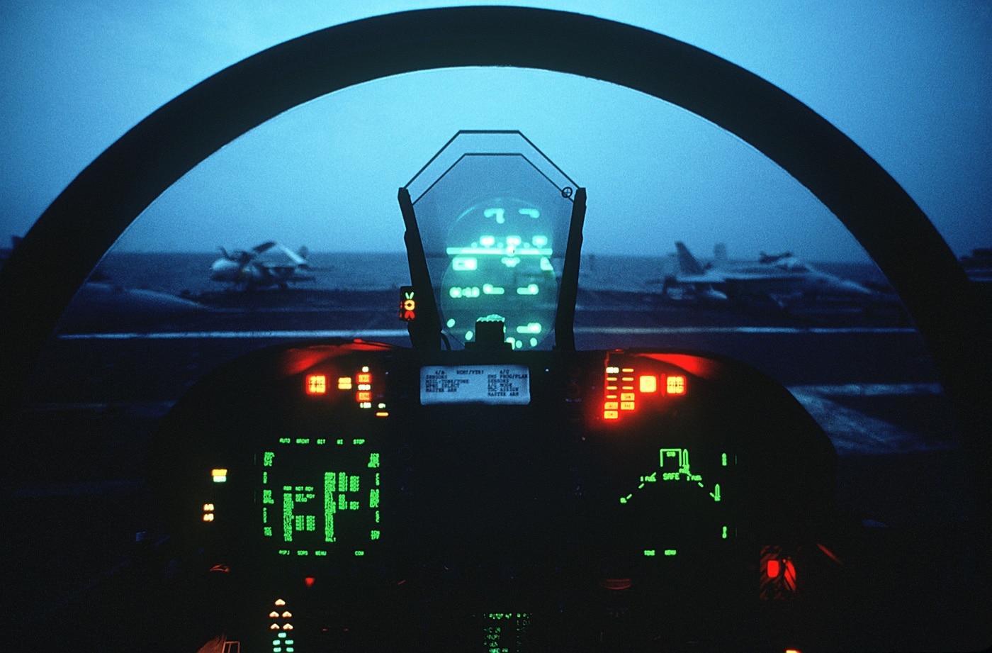 FA-18 Hornet cockpit nighttime