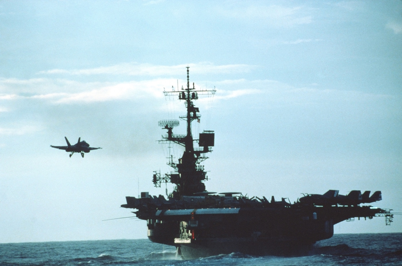 F/A-18 Hornet lands on USS Coral Sea in 1985