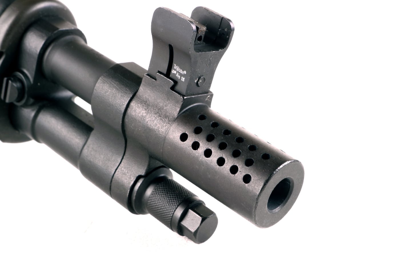Shown is the Springfield Armory muzzle brake for the M1A SOCOM 16 rifle. A muzzle brake or recoil compensator is a device connected to, or a feature integral to the construction of, the muzzle or barrel of a firearm or cannon that is intended to redirect a portion of propellant gases to counter recoil and unwanted muzzle rise.