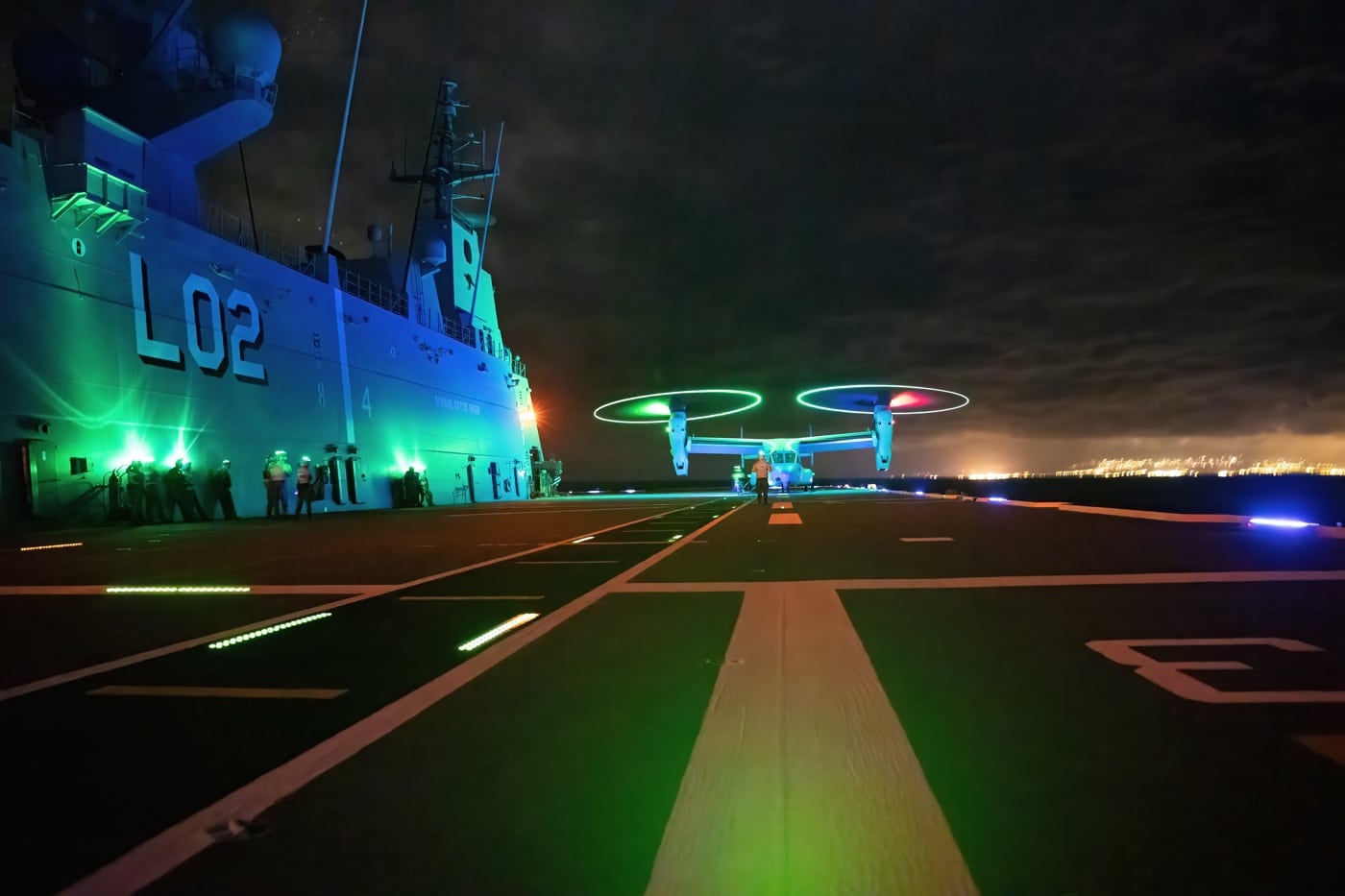 USMC MV-22 landing on Royal Australian Navy HMAS Canberra L02