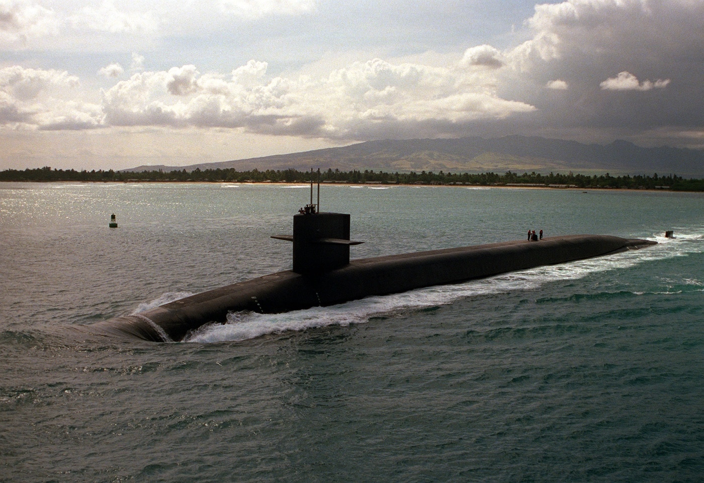 USS Michigan leaving Pearl Harbor Hawaii