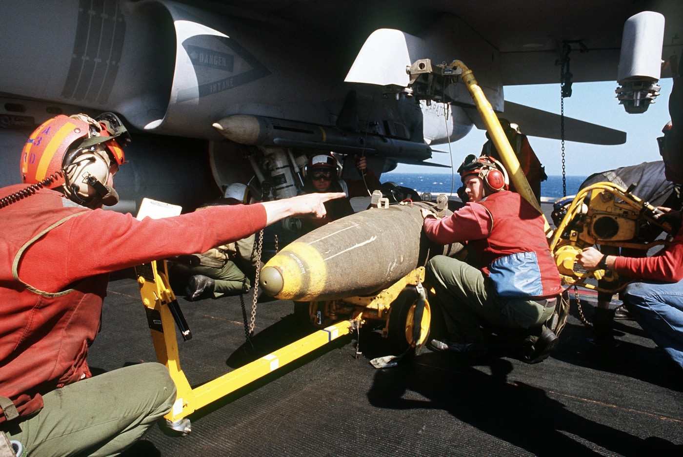 bombs loaded on FA-18 Operation Desert Storm