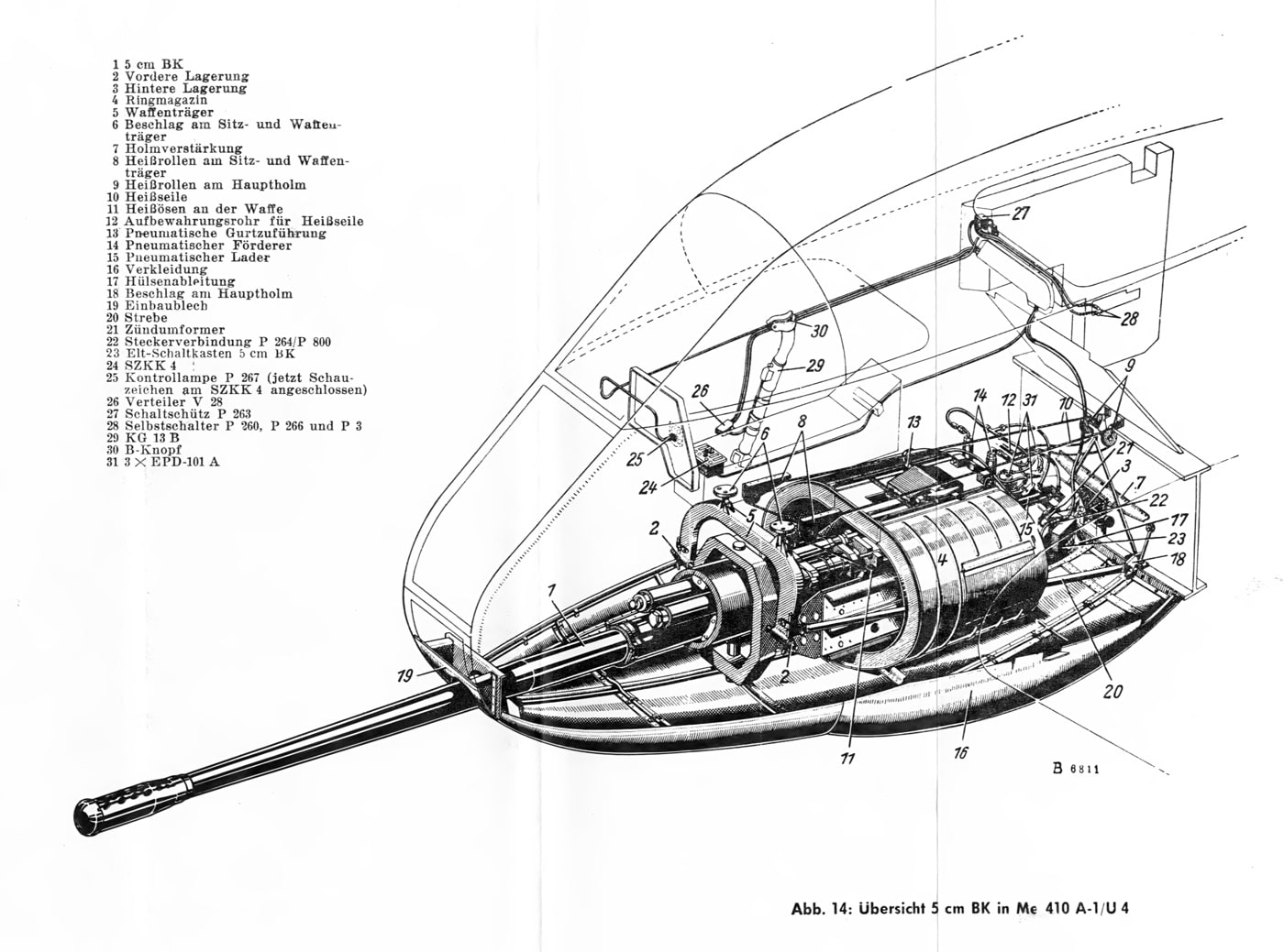 diagram 50mm BK-5 cannon on Me 410