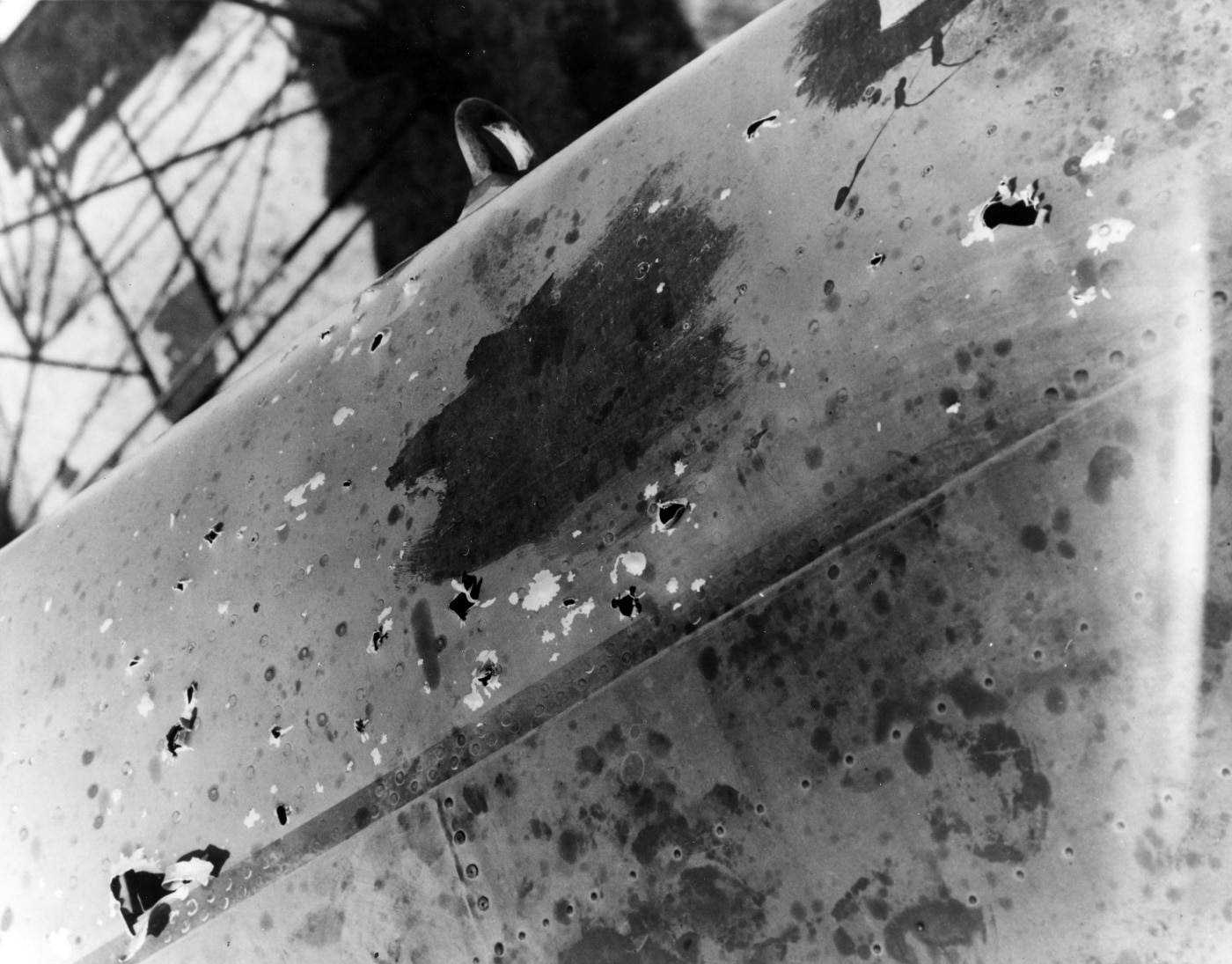 AA damage to a PBM Mariner from a German U-boat