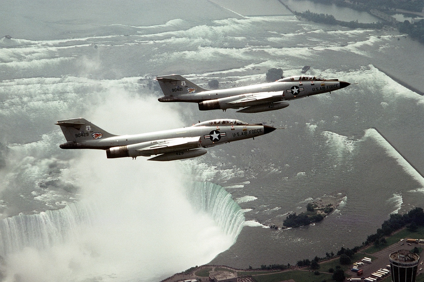 F-101B fighters in flight over New York