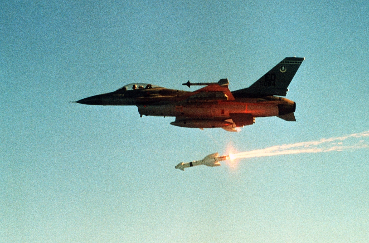 F-16 Falcon launches AGM-119A Penguin anti-ship missile