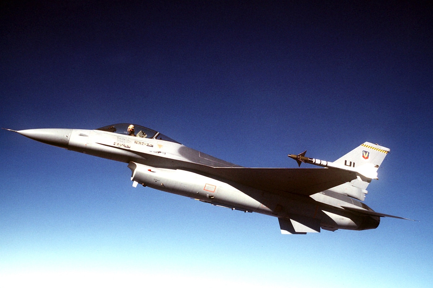 F-16A flies a mission near Nellis Air Force Base