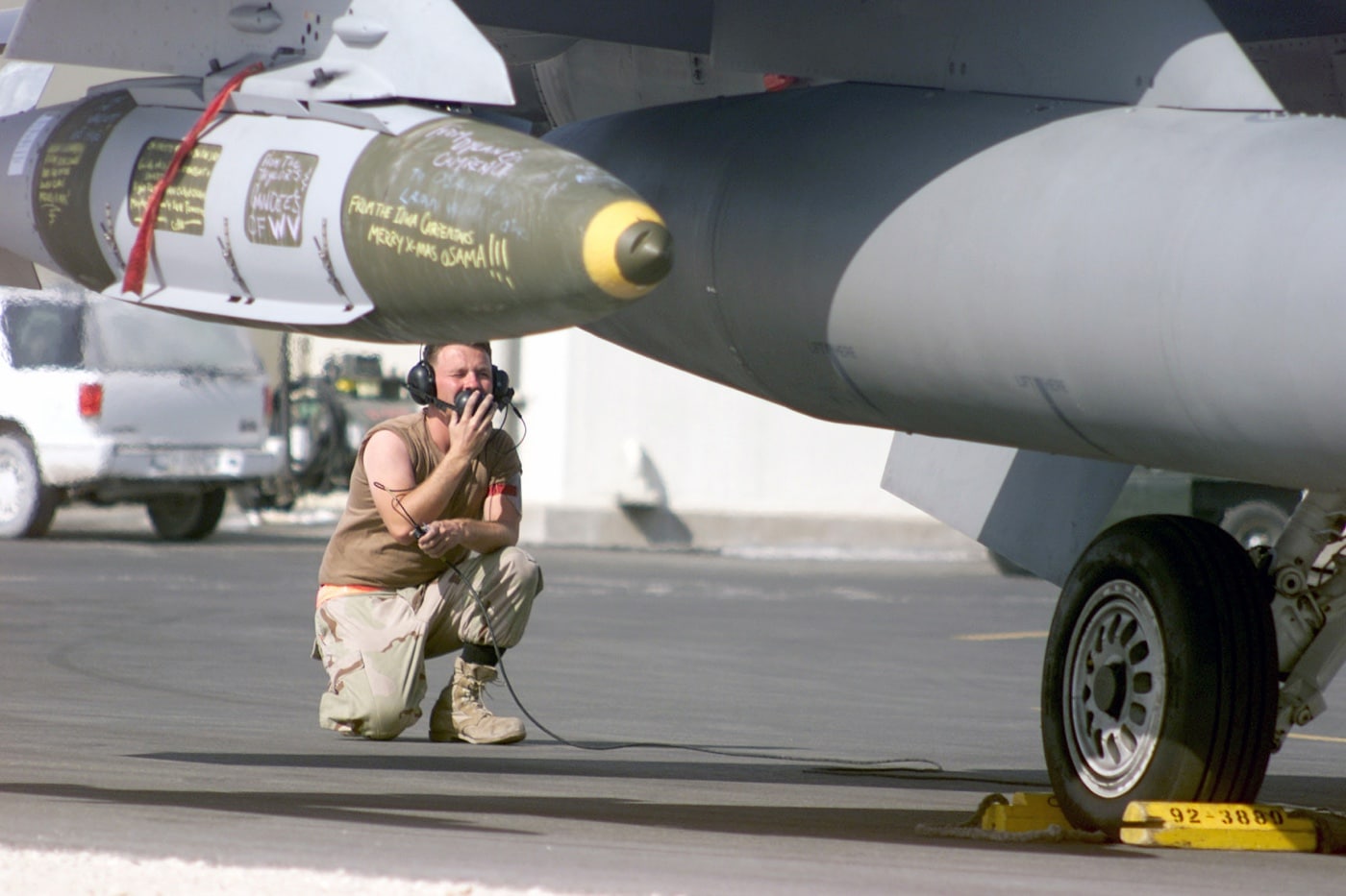 JDAM loaded on F-16 Operation Enduring Freedom