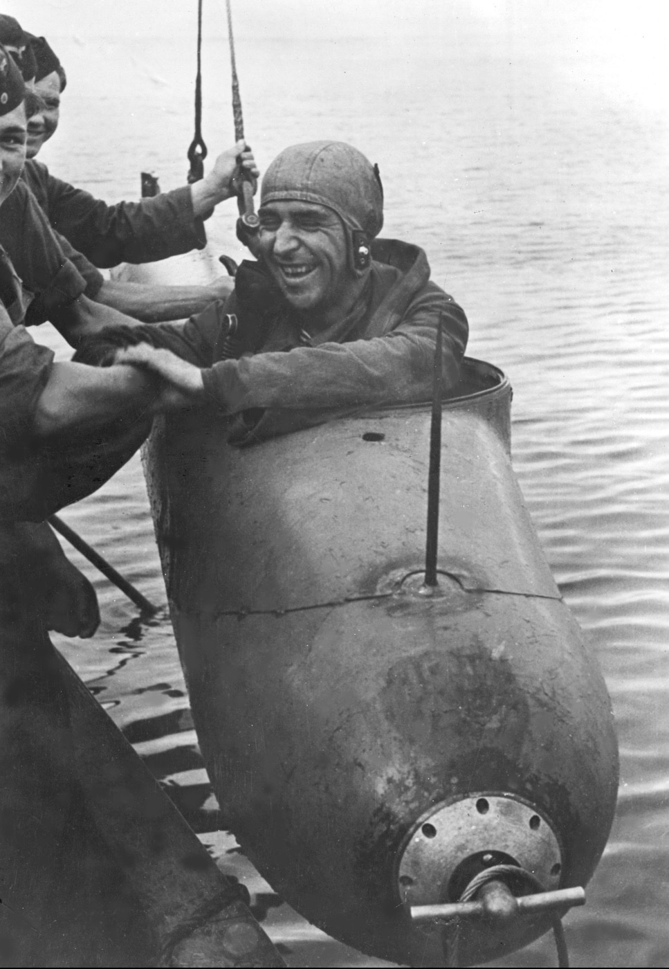 Neger midget submarine and pilot