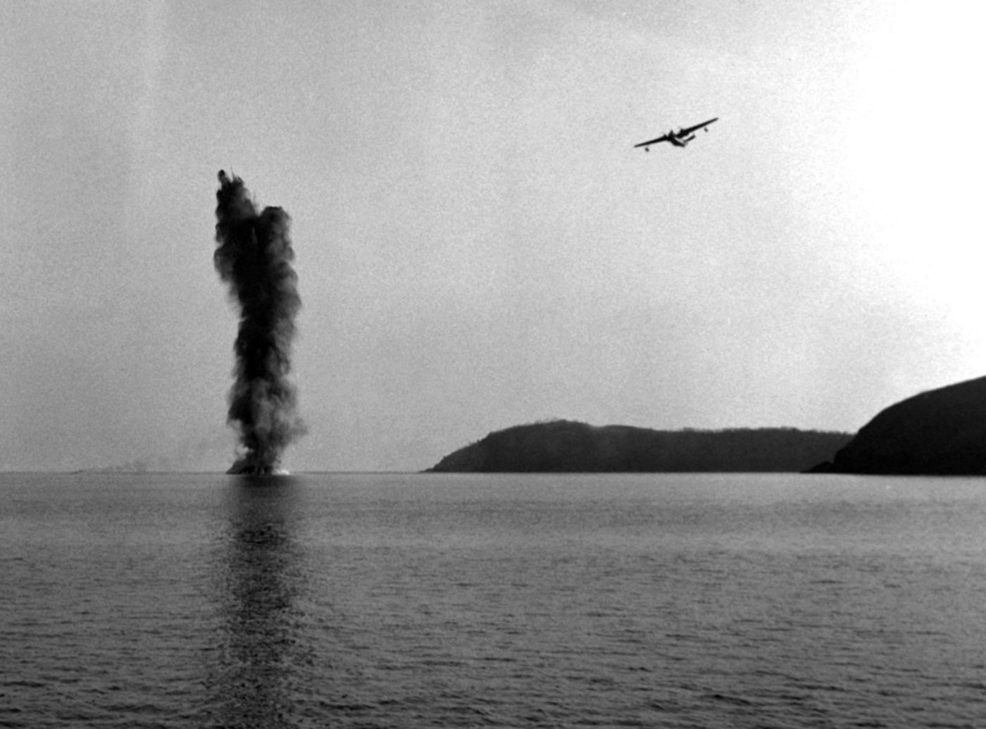 PBM Mariner detonates mine Korean War 1950