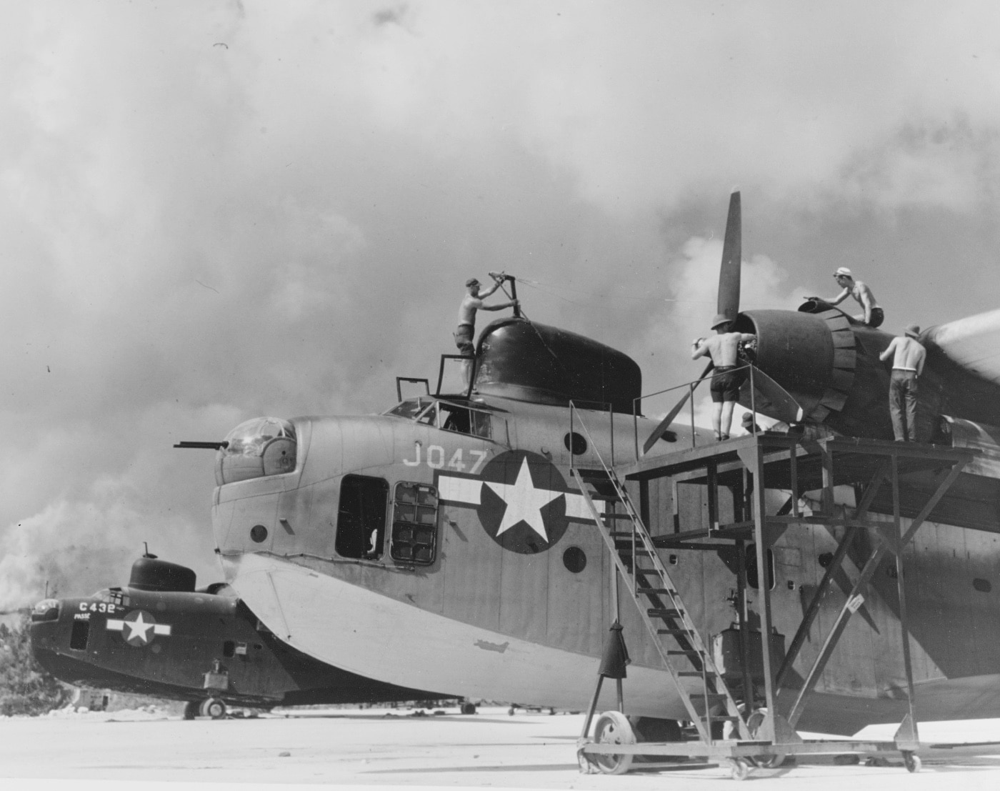 PBM patrol bomber maintenance in Saipan