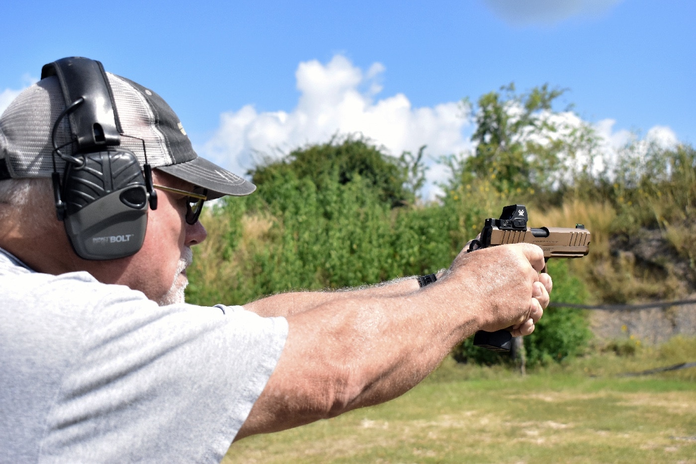 author shooting the 9mm pistol