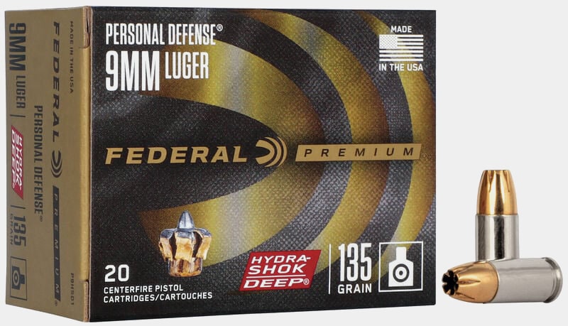 Federal Personal Defense Hydra-Shok Deep 9mm Luger, 135 gr.