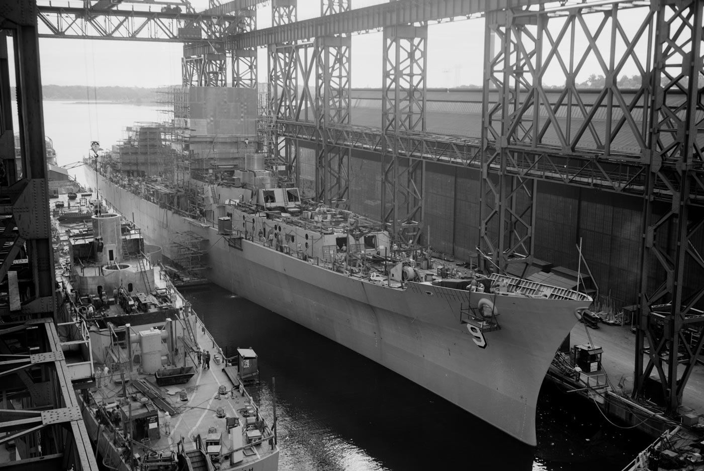 USS Long Beach construction photo