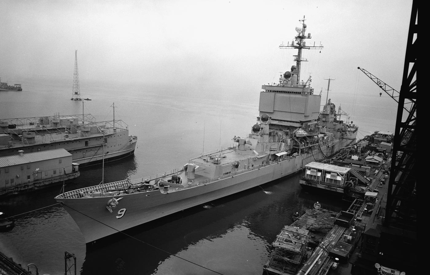 USS Long Beach under construction