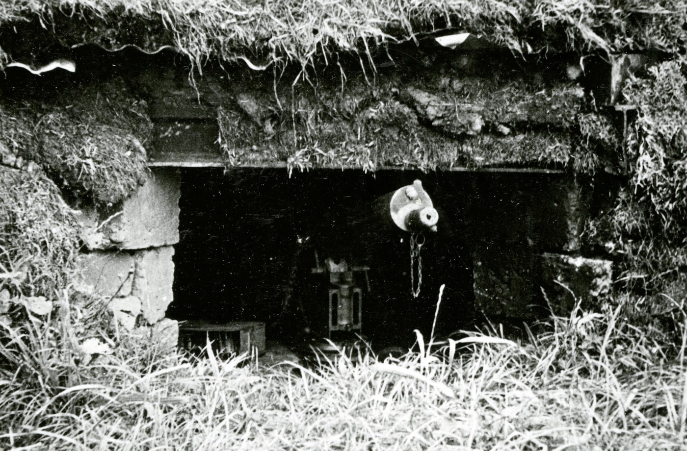 captured Vickers Gun used in German machine gun position near Cap De La Hague cliffside Atlantic Wall