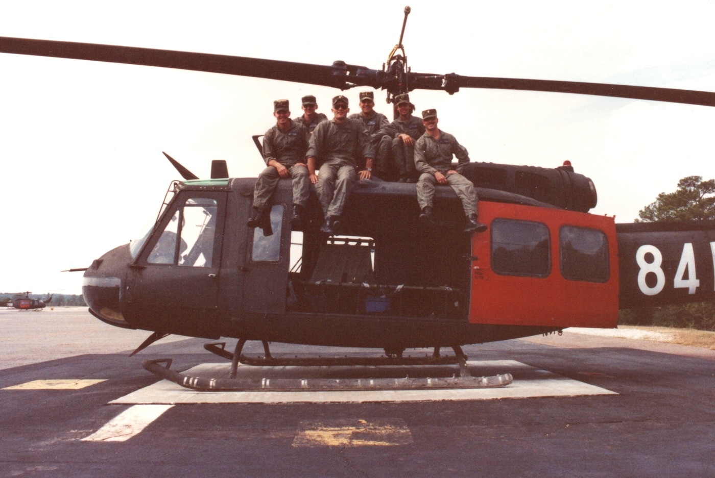 orange panels of UH-1 training helicopters