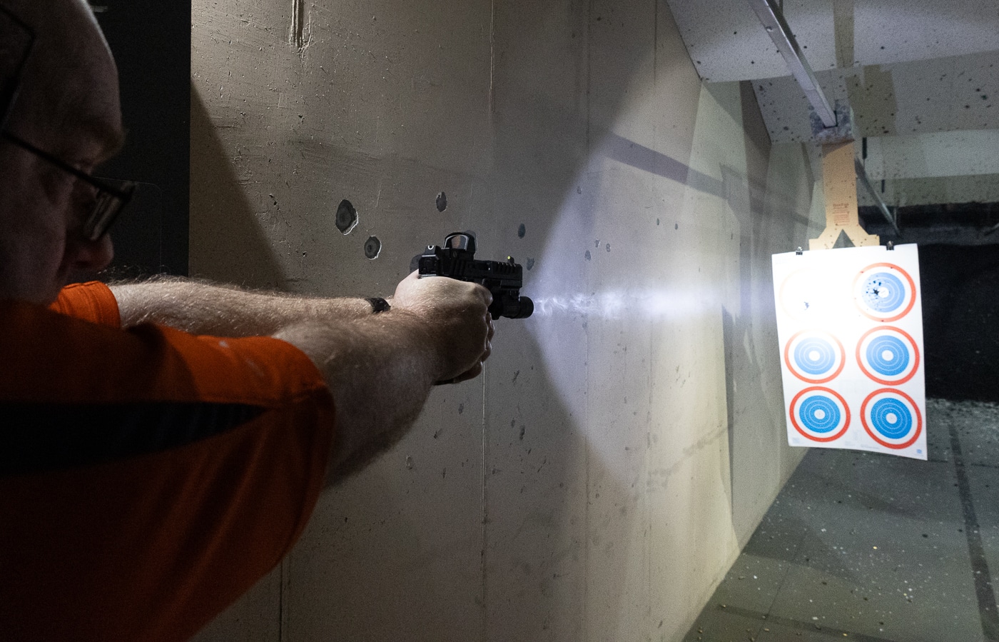 testing the SureFire X300 Turbo at the shooting range