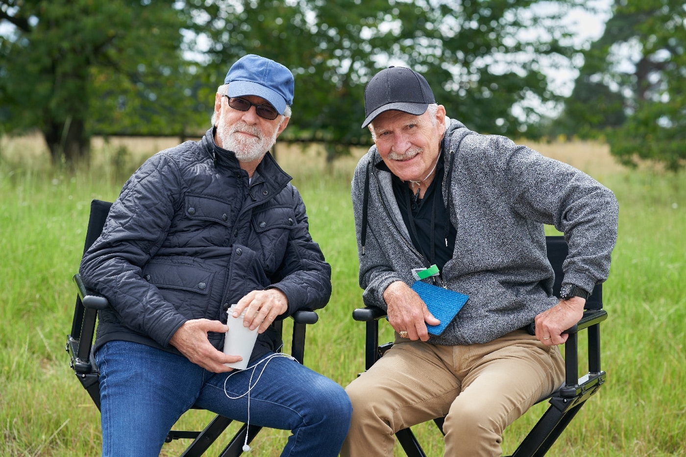 Captain Dale Dye and Steven Spielberg on set Masters of the Air