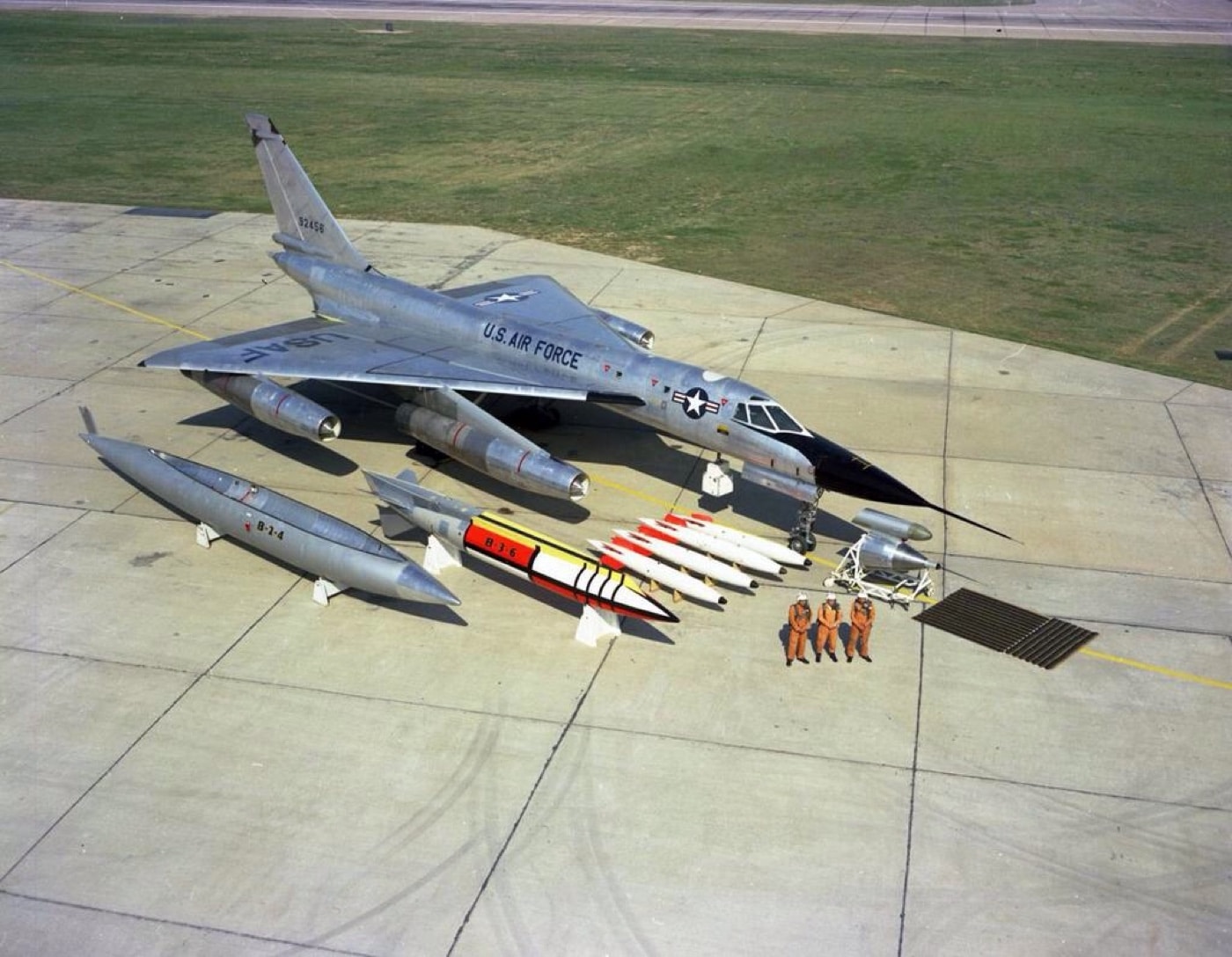 Convair B-58 Hustler with armament ordnance and crew