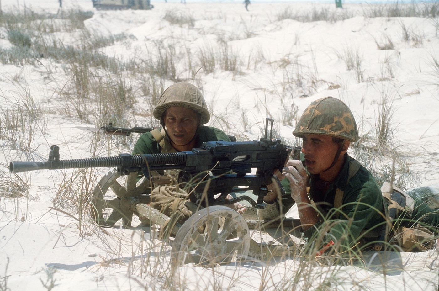 Egyptian Marines man SG-43 machine gun from the Soviet Union amphibious assault training