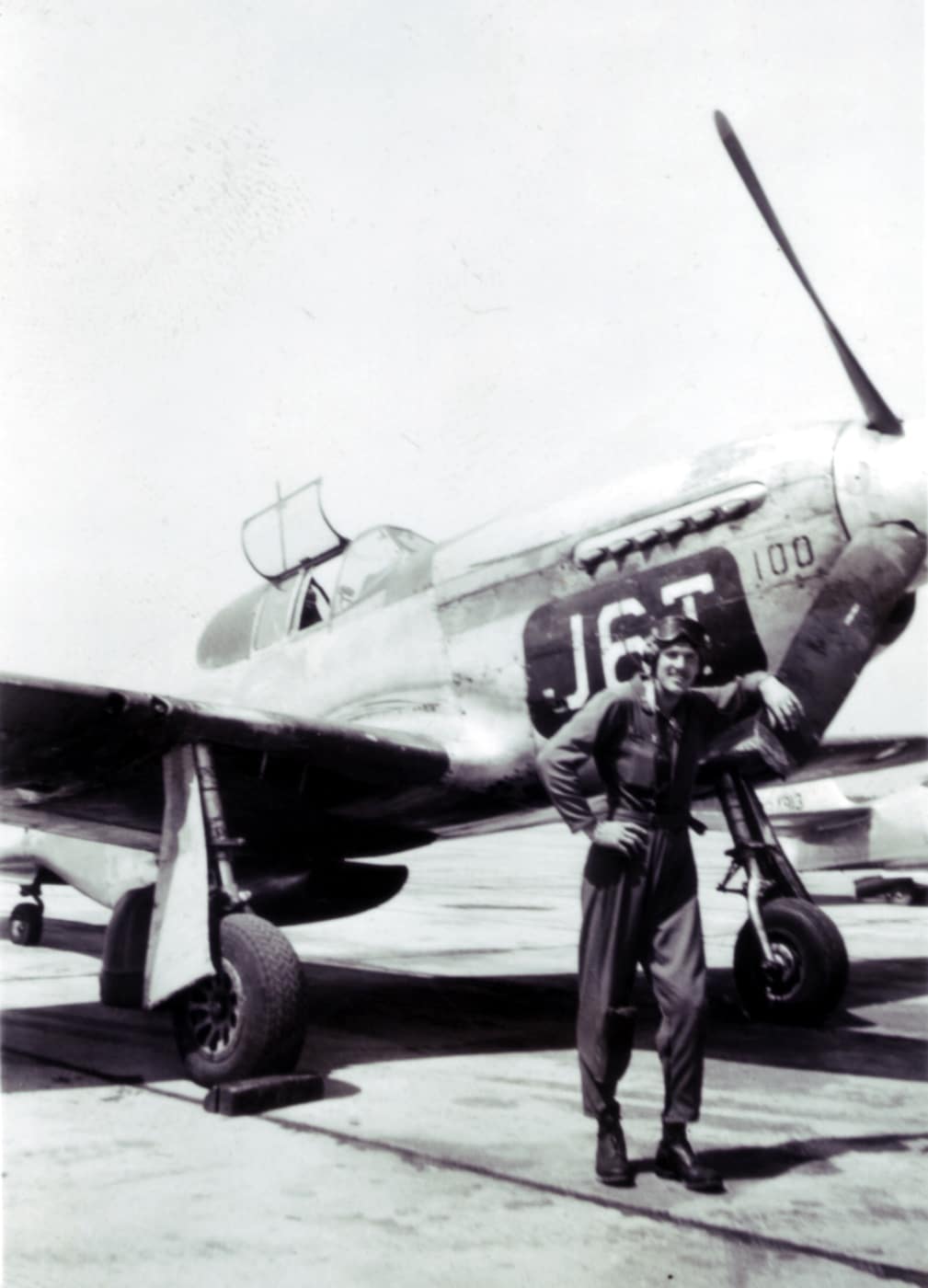 Elmer Pankratz with North American F-6 Mustang at Key Field Meridian Mississippi