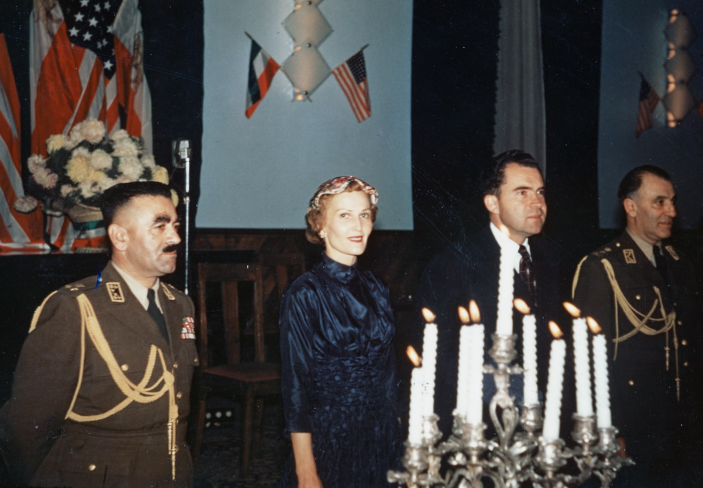 Richard Nixon and wife attend military event with Iranian Army staff in Iran