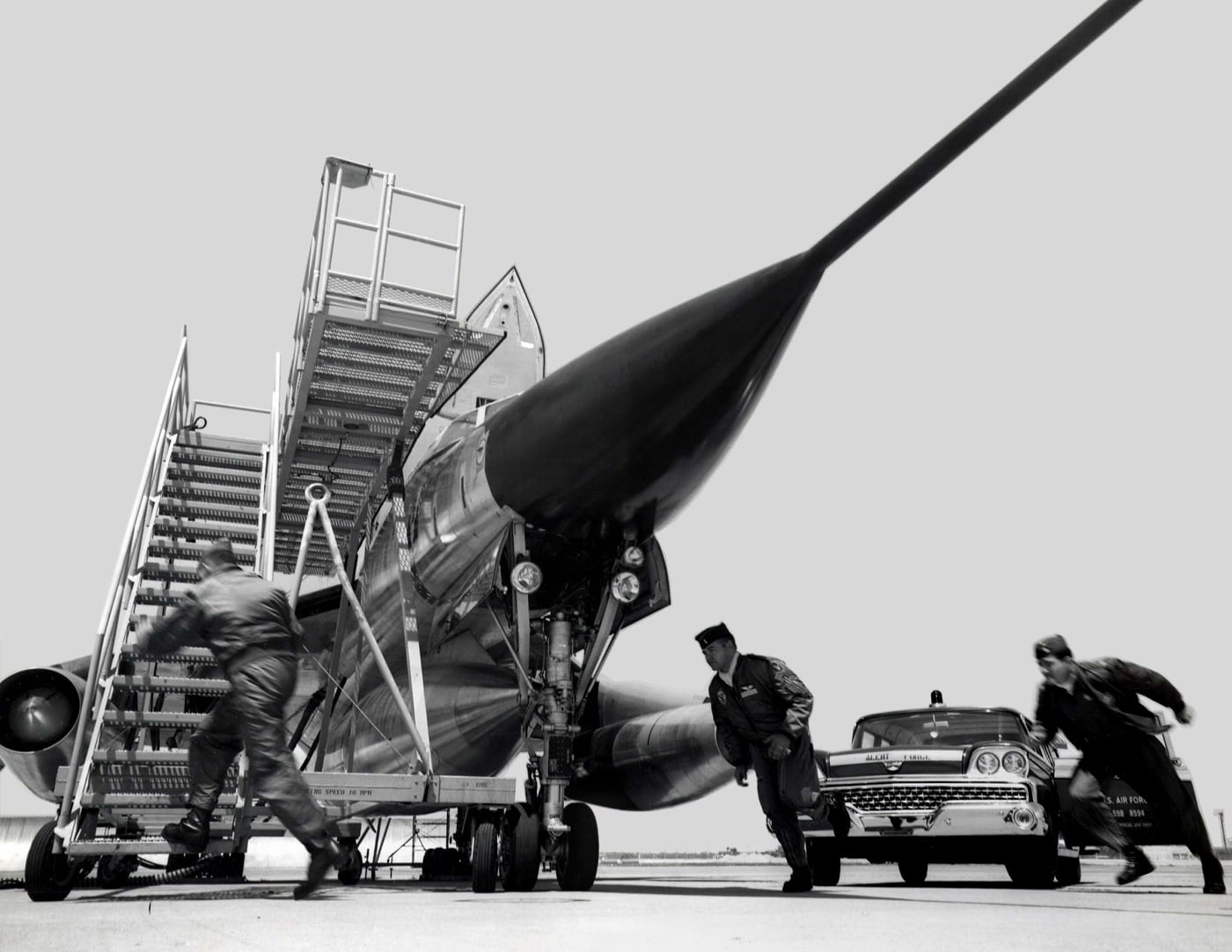 Strategic Air Command Convair B-58 Hustler alert crew scramble