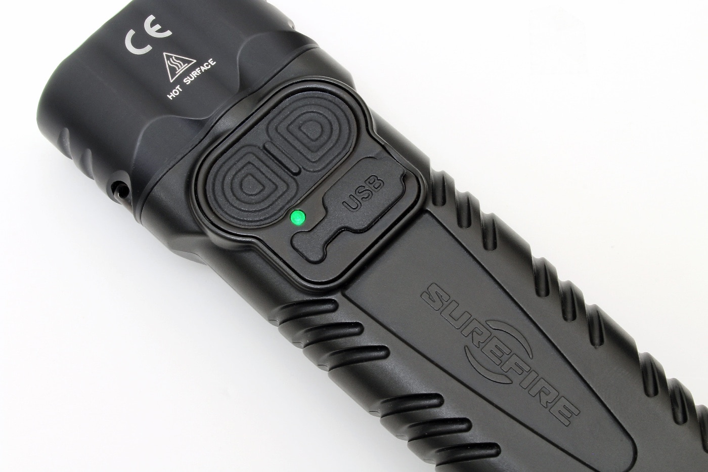 SureFire Stiletto Pro II review USB-C charging port with green LED warning light