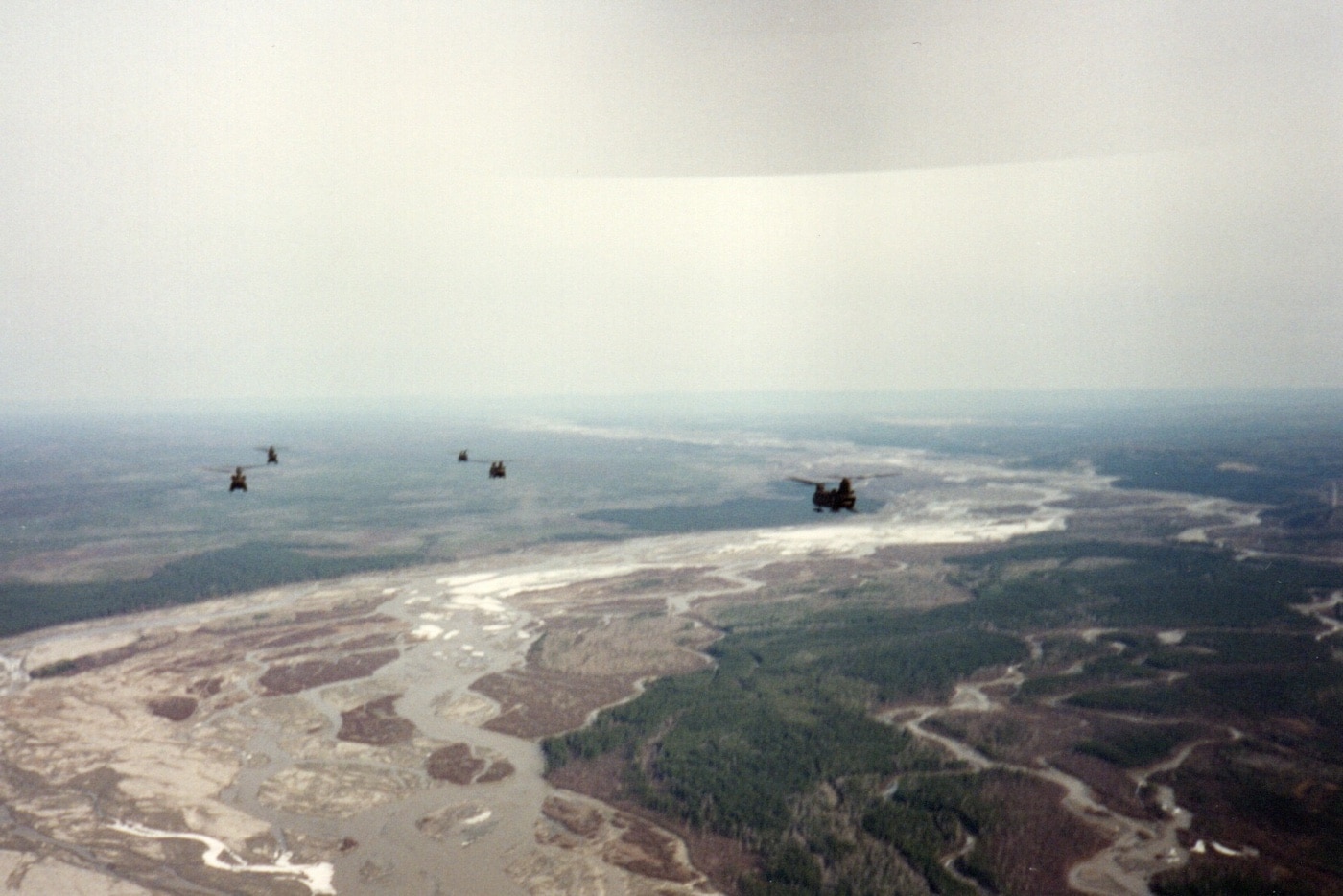 author flying in a CH-47D air assault training exercise