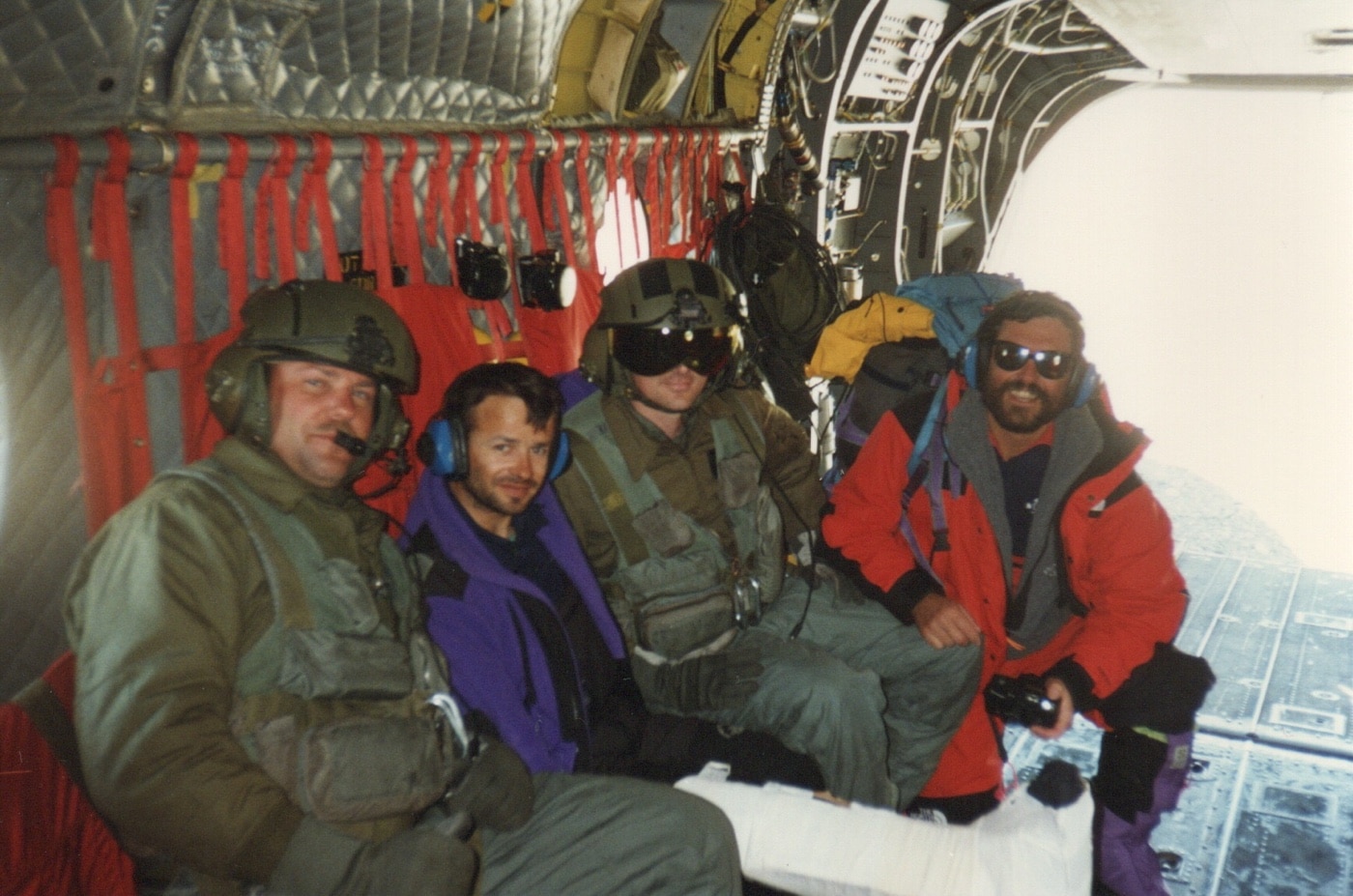 author with his crew in the back of a CH-47