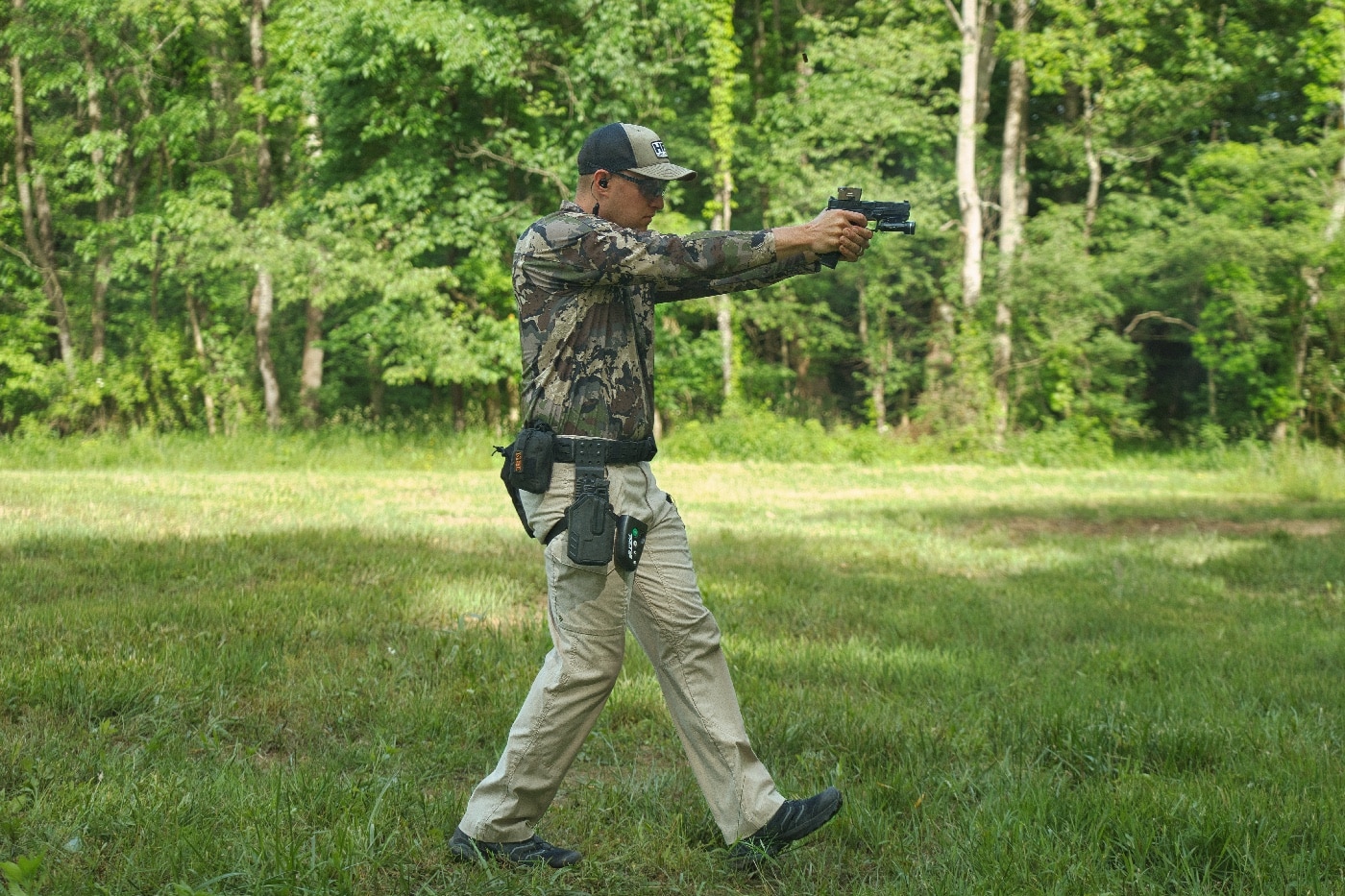 shooting while walking using a Springfield Armory Echelon semi-automatic pistol