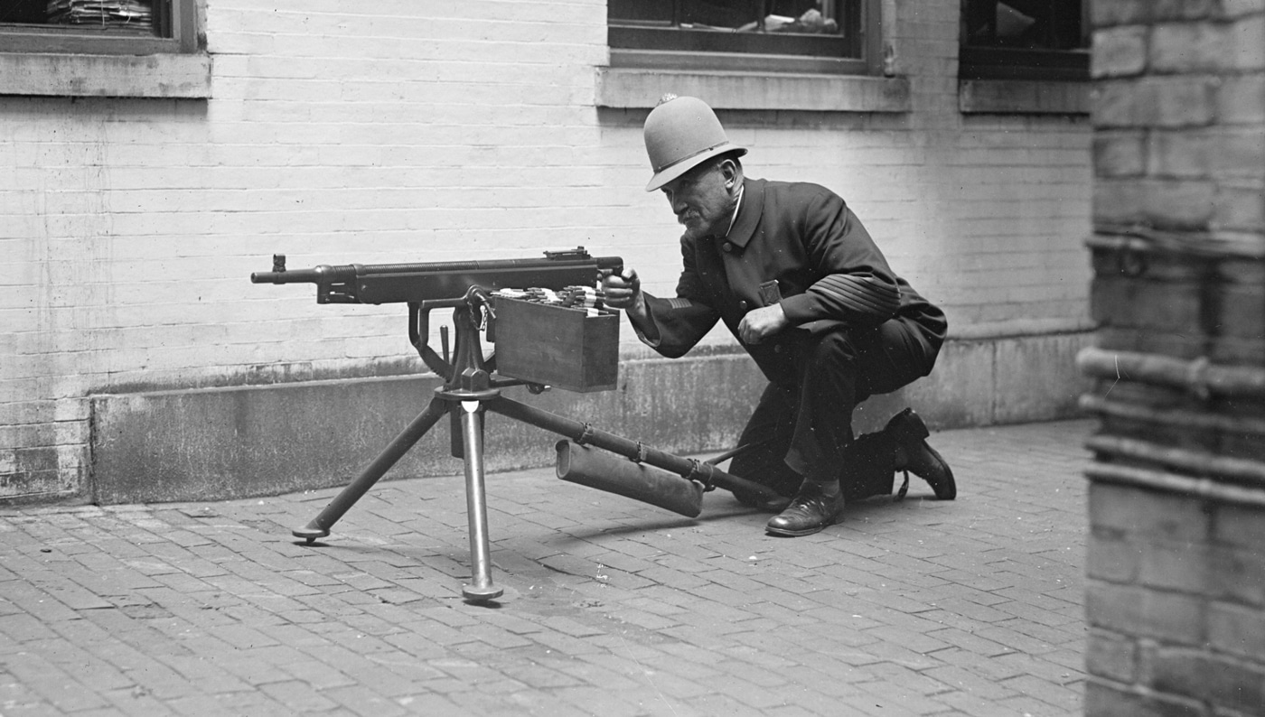 Boston Police Department M1895 Colt-Browning machine gun to handle communists