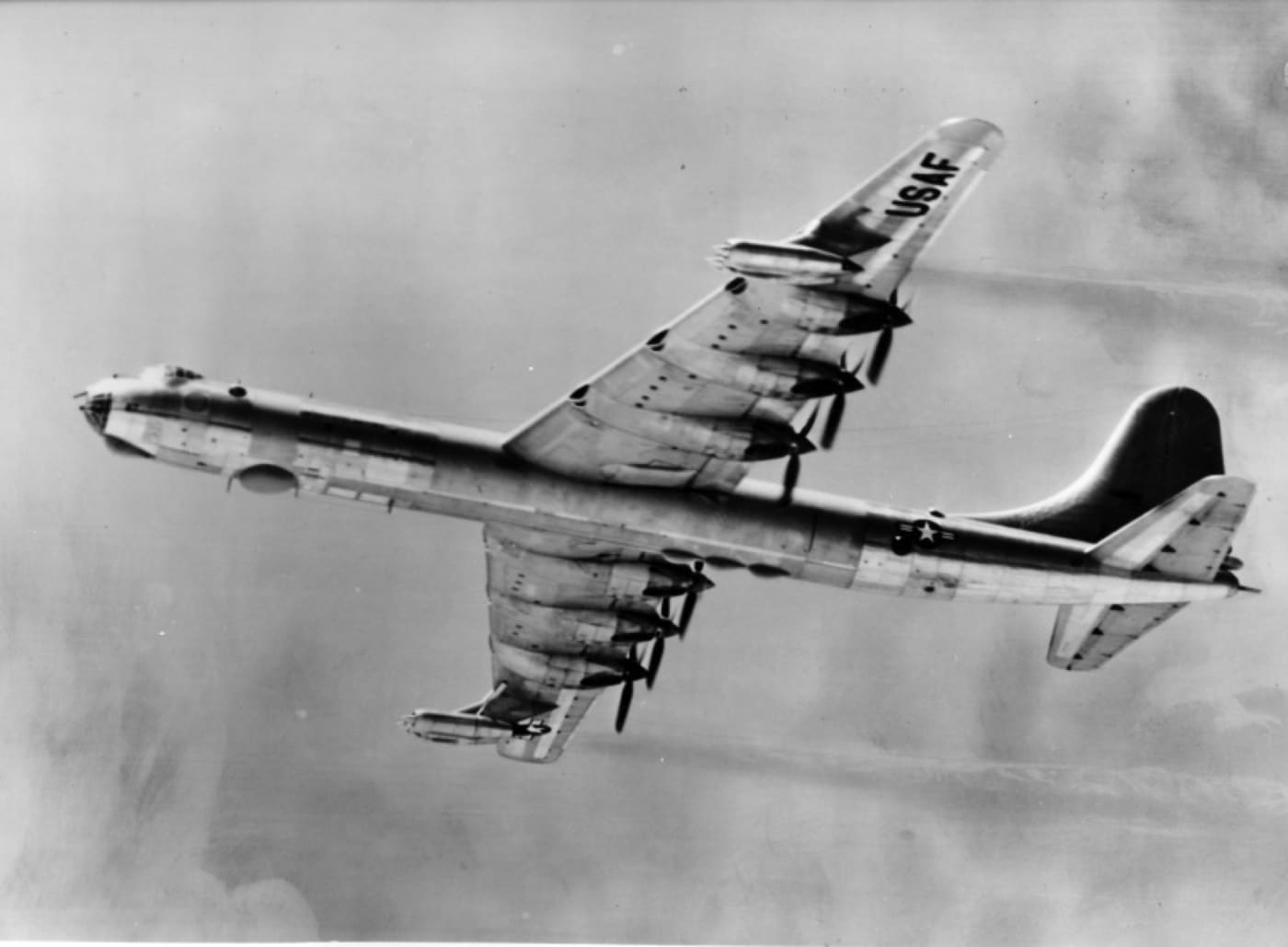 Convair B-36 Peacemaker fitted with jet pods