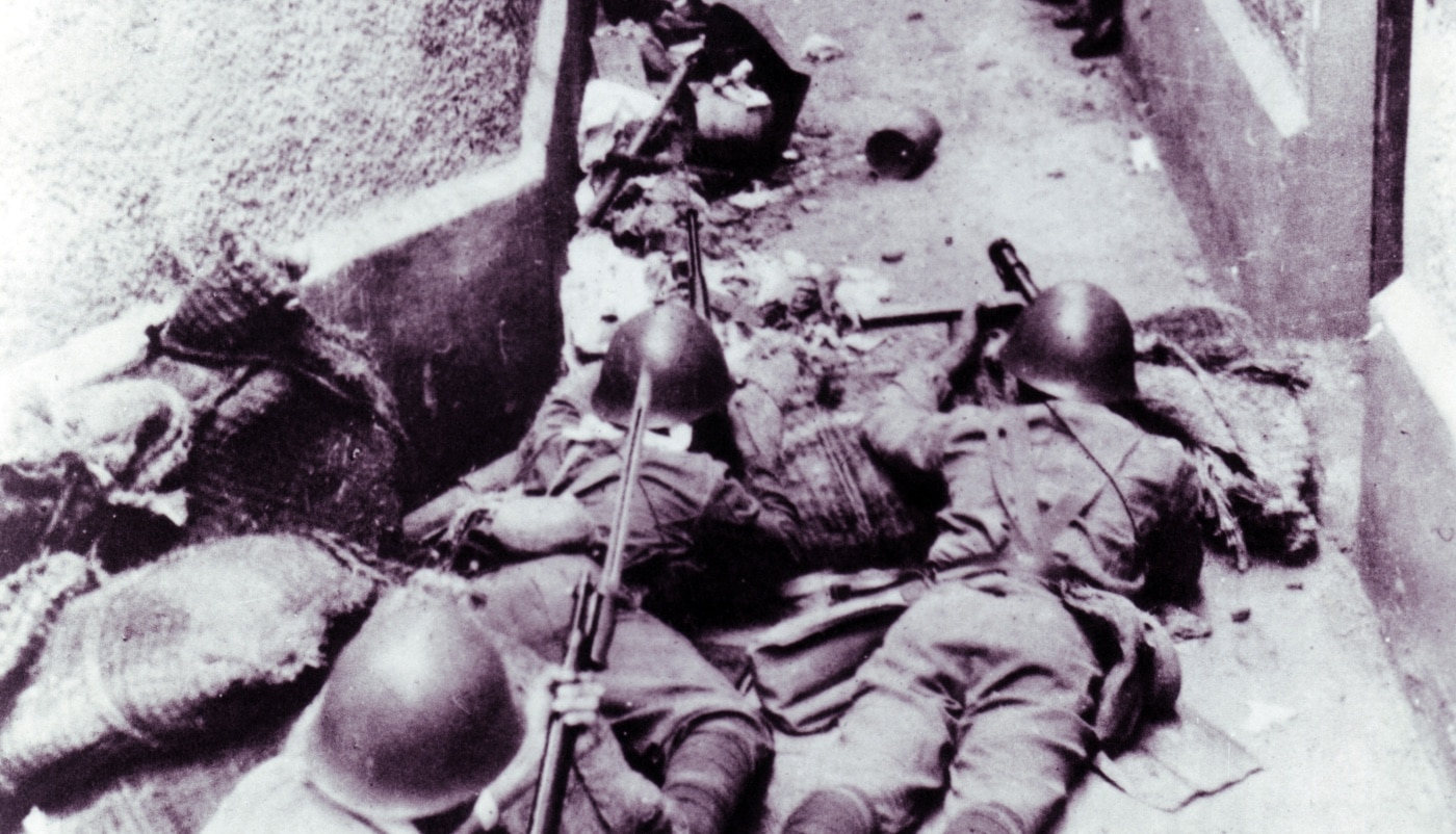 Japan marines use Bergmann MP 18 submachine gun in China during Second Sino-Japanese War