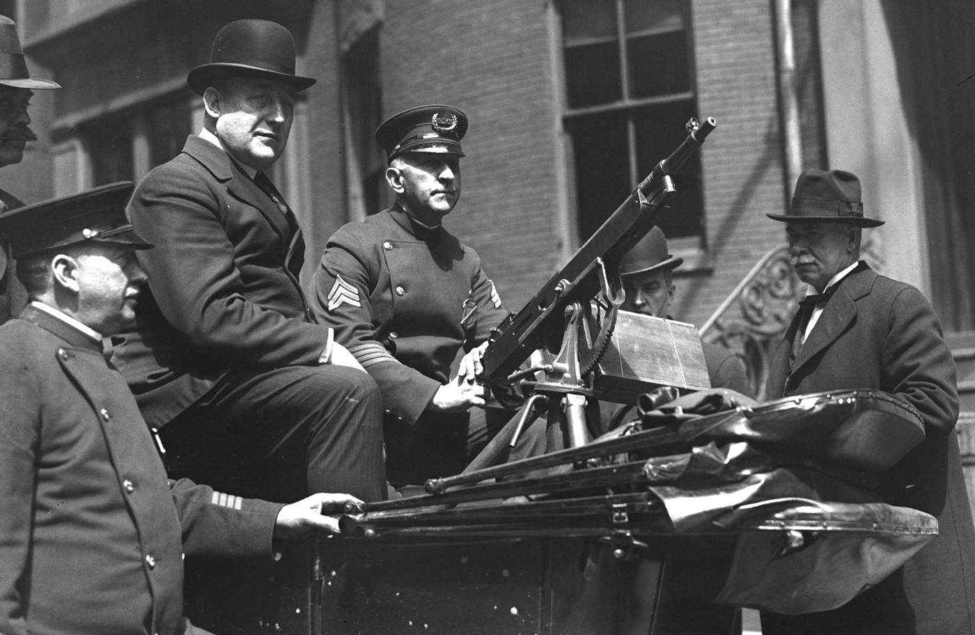 Michael Crowley Superintendent of Boston Police Department with M1895 Colt-Browning machine gun