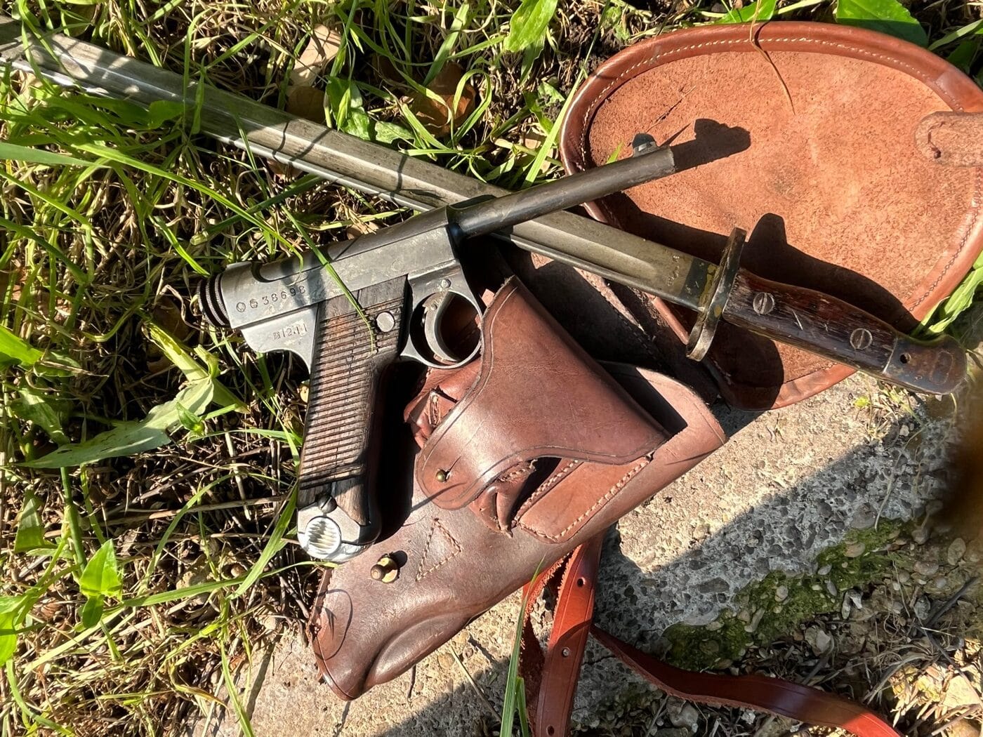 Nambu pistol with bayonet and holster