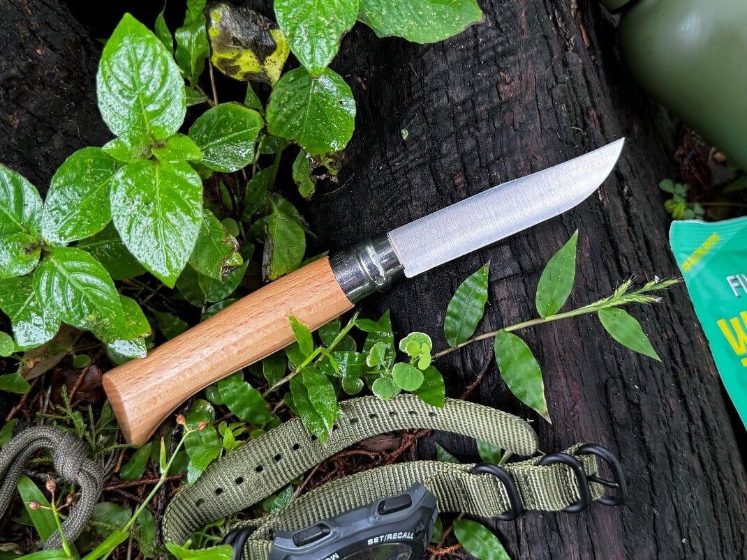 Opinel No 8 pocket knife on a hiking trip