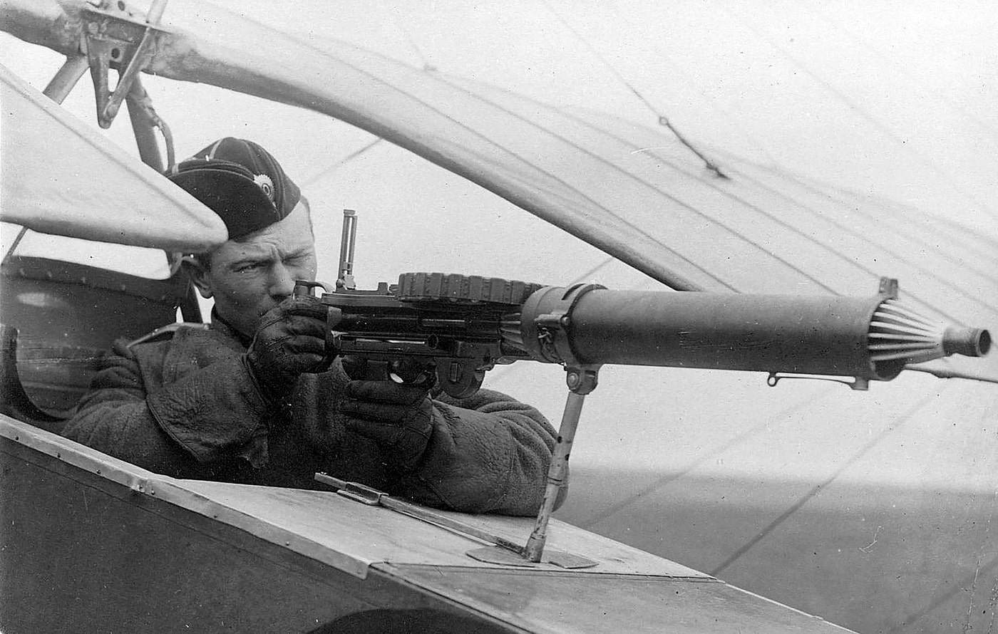 Russian Morane-Saulnier L with mounted Lewis Mark I machine gun