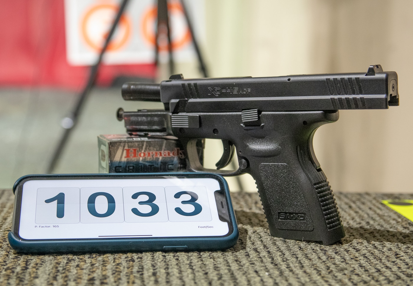 Springfield XD 45 Compact with Hornady Ammunition on shooting range