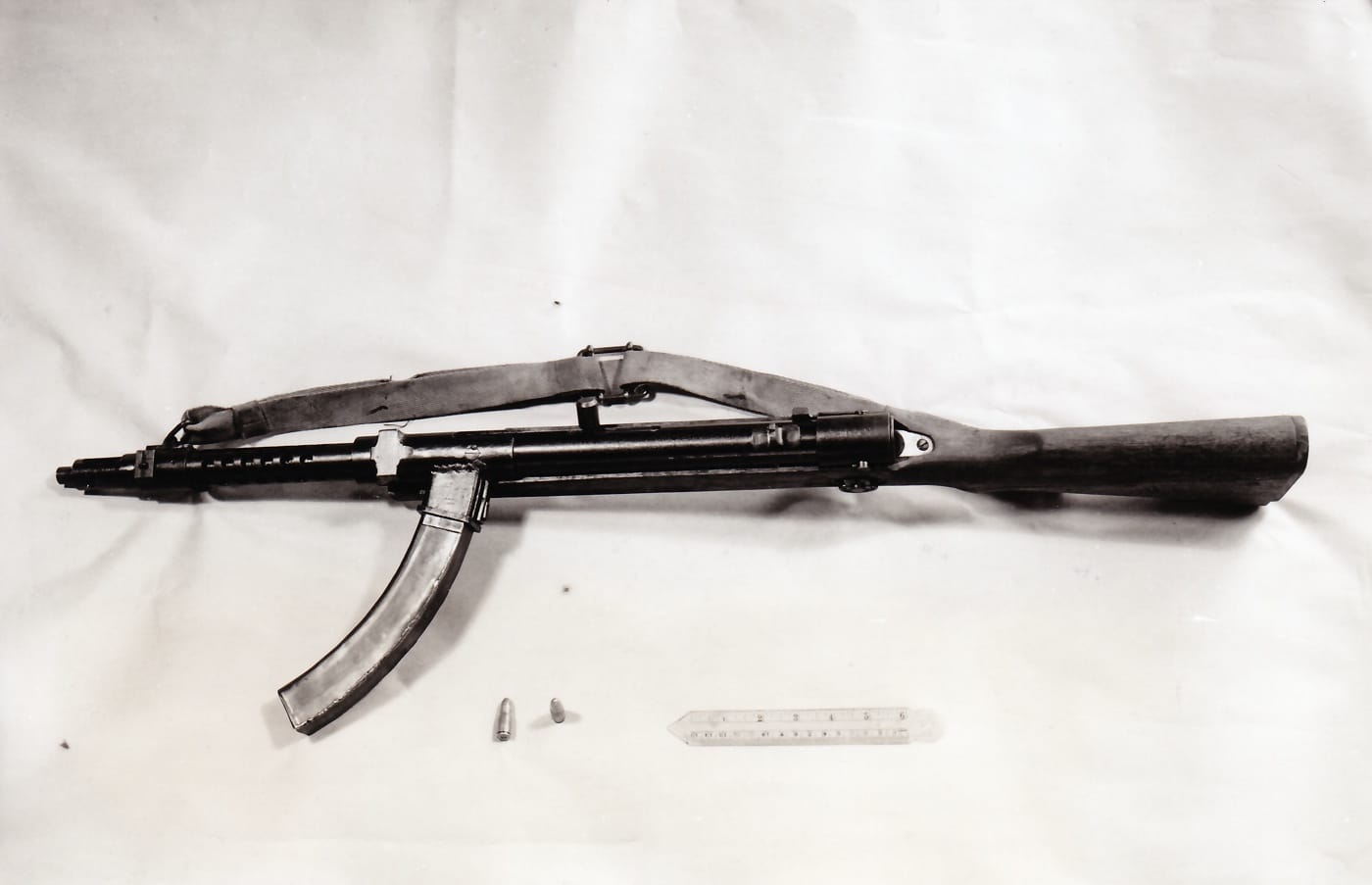 top view of a Nambu Type 100 submachine gun from World War II