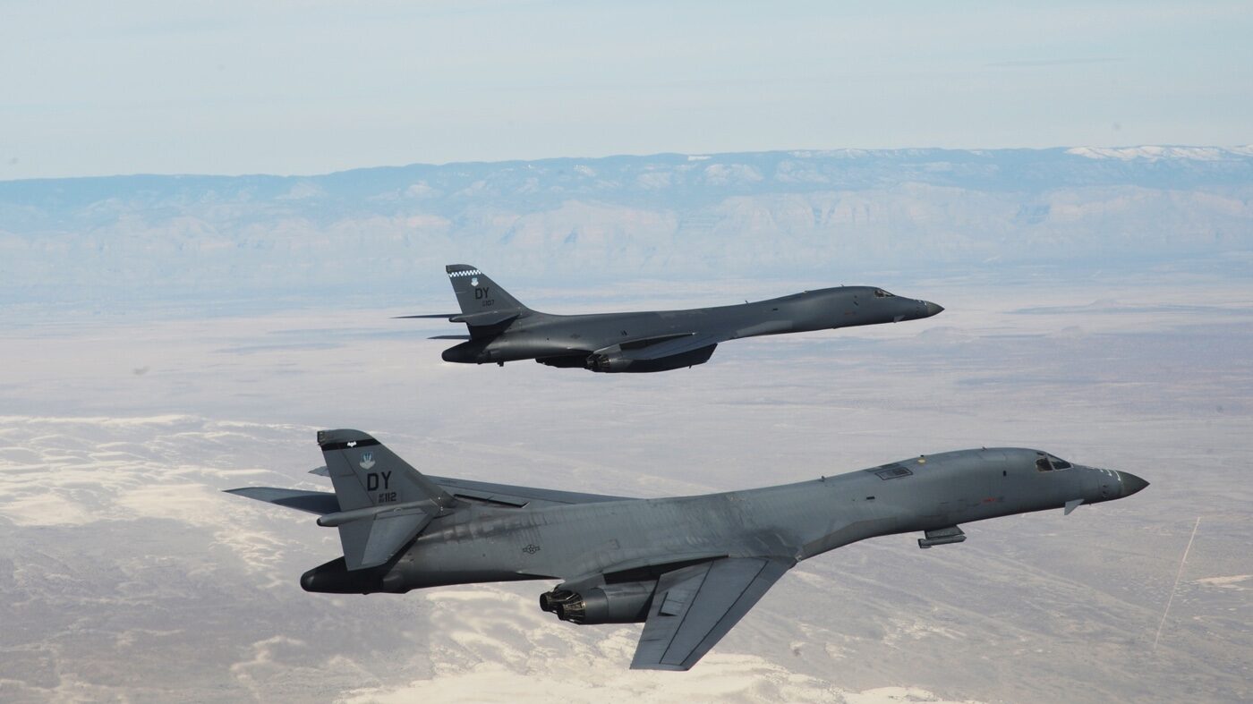 B-1B Lancer bombers on training mission