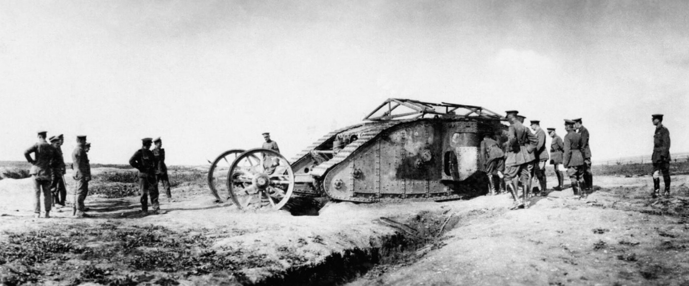 Belgian King Albert I inspects a Mark I tank Battle of the Somme Battle of Pozières