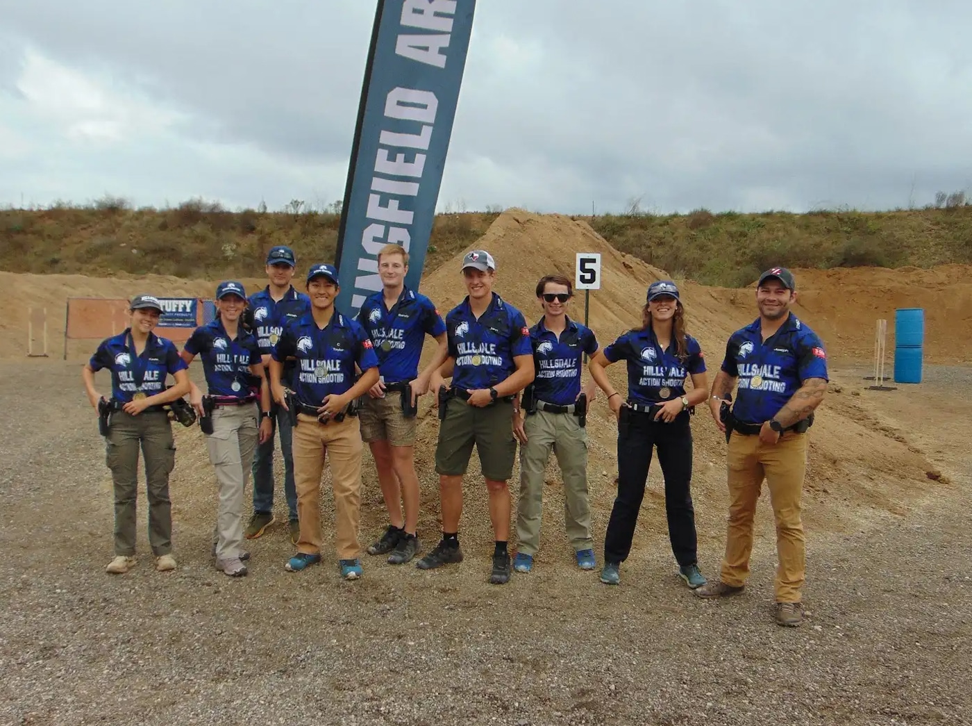 Hillsdale College shooting team on shooting range