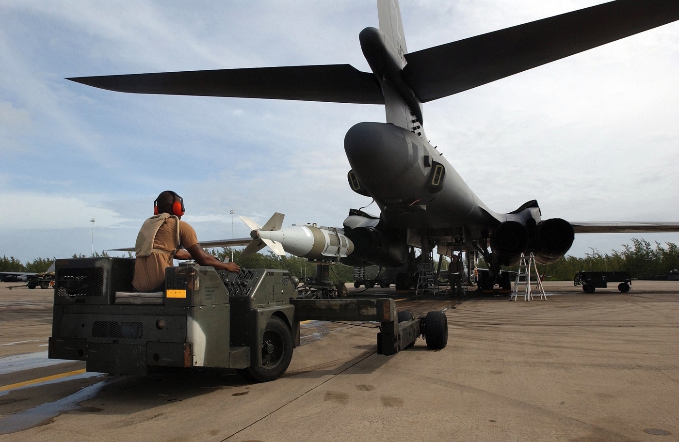 JDAM munitions loaded on B-1B bomber during Operation Enduring Freedom